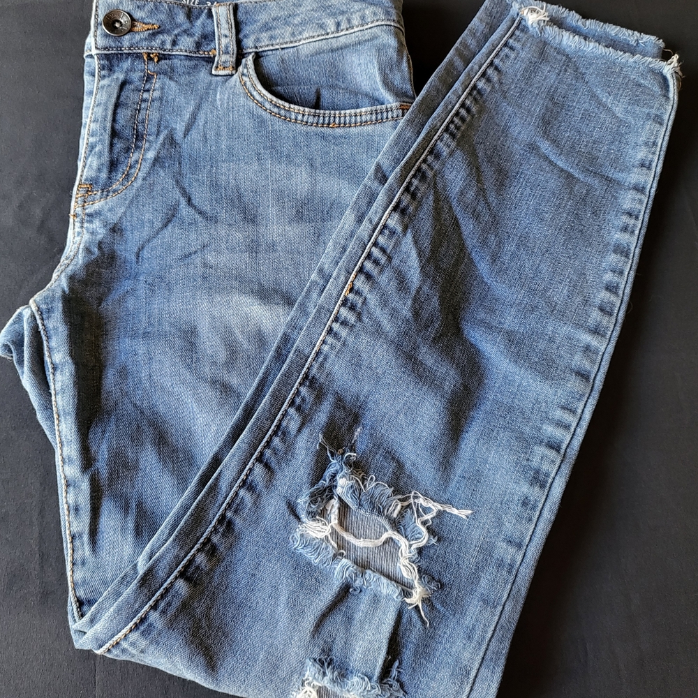 Vans Jeans Size 3 Womens Skinny Fit Blue Distressed Cut Off Denim